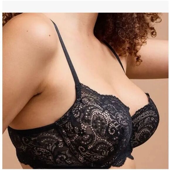 ThirdLove Black Lace Balconett Bra sz 42F EUC - Picture 2 of 11